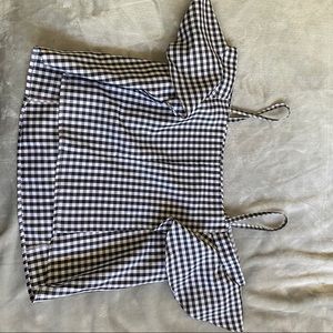 Gingham off the shoulder shirt